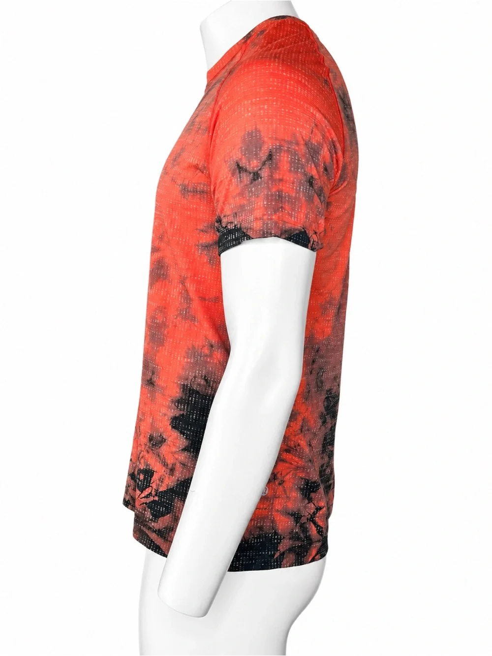 Lululemon Men’s Large Orange Black Tie Dye Short Sleeve Athletic Shirt